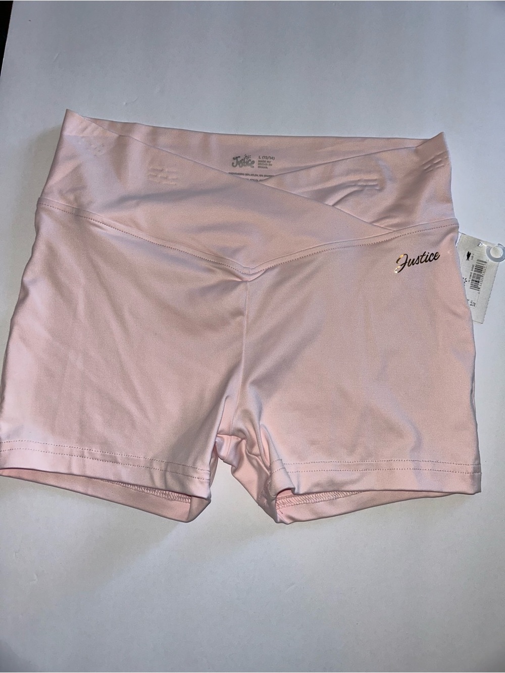 Justice Light Pink Bike Shorts with Fold-Over Waistband